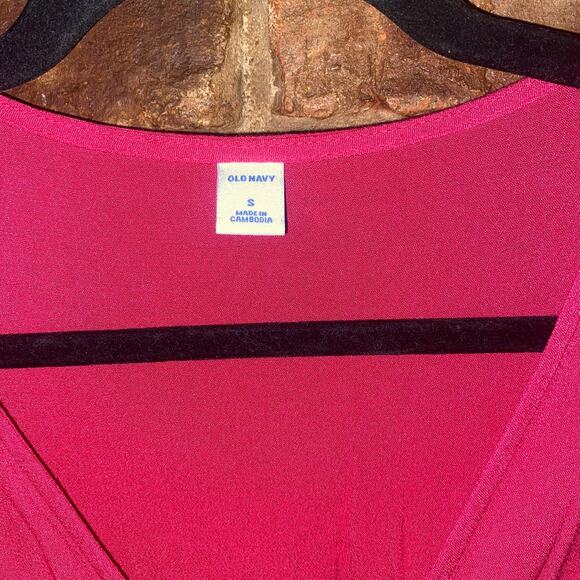 NWT Old Navy Pink Short Sleeve Empire Waist Surplice Maxi Dress Women's Small - Picture 4 of 7